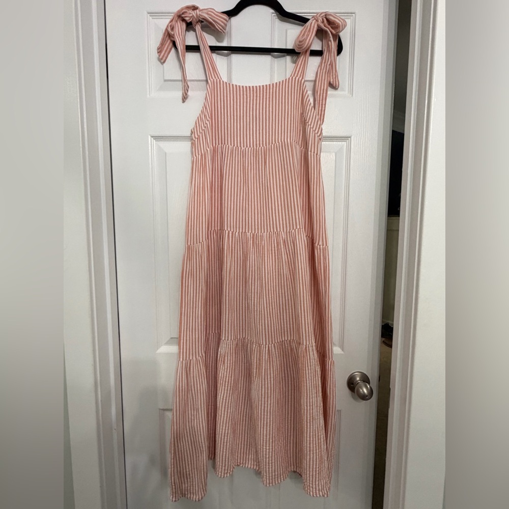 MINKPINK Light Pink and White Striped Top